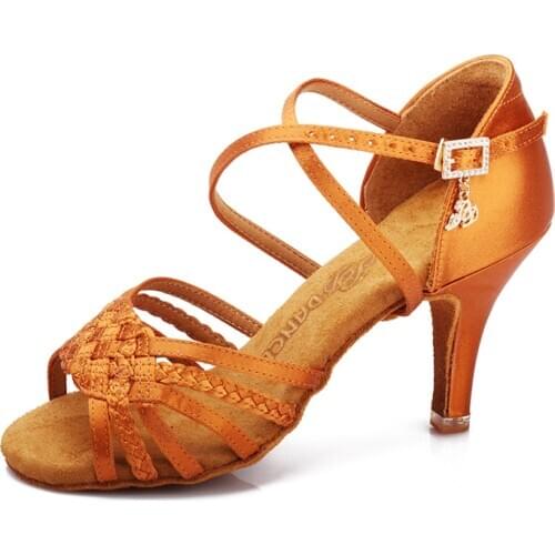 BD Dance Shoes Women Latin Dance Shoes resistant and comfortable soft Sole Satin dance shoes 2360-b3 Free Shipping