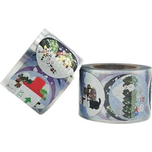 Bronzing Merry Christmas Stickers Roll Colorful 250-Count Stickers Round Seals Stickers for Journal Cards Custom Box наклейка