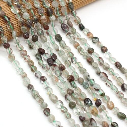 Natural Agates Stone Beads Irregular Polished Green Ghost Loose Beads for Jewelry Making Bracelet Necklace Accessories