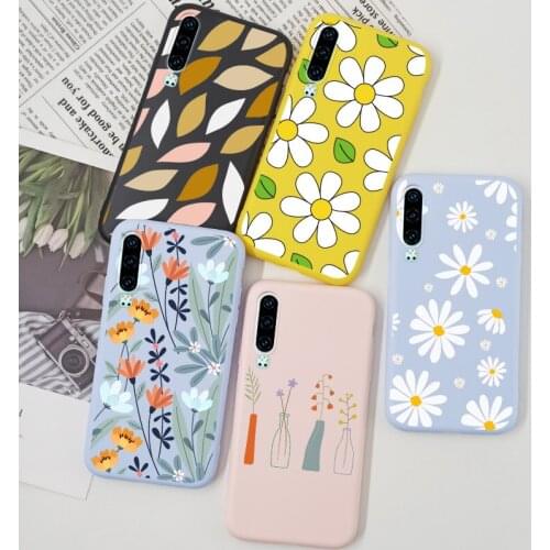 For Huawei P40 P30 Pro Lite E P Smart 2021 2019 Z Case Cover Silicone TPU Dasiy Flower Print For Huawei P40 Lite E Phone Case