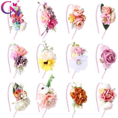 CN Flower Hairbands For Baby Girls Handmade Bohemia Headband Artificial Flower Hair Band Dance Party Kids Hair Accessories