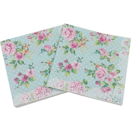 Design color printing paper napkins rose festive party tissue floral decoration 20pcs