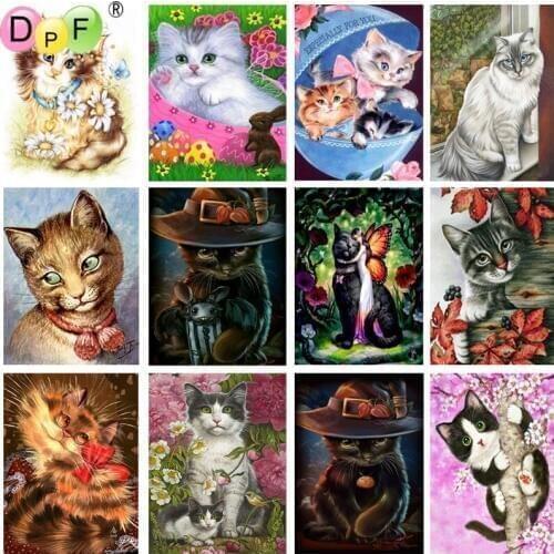DPF DIY 5D Full Round Diamond Embroidery cute cats series Diamond Painting Magic Cube Cross Stitch Art Crafts Mosaic Home Decor