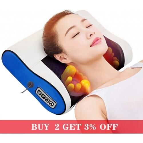 Infrared Heating Neck Shoulder Back Body Electric Massage Pillow Shiatsu Device Cervical Health Massageador Relaxation