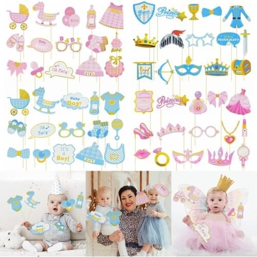 1 Set Baby Shower Photo Booth Props Pink Blue Its A Boy/girl Prince Princess Photobooth Decoration Gender Reveal Party Decor 8z