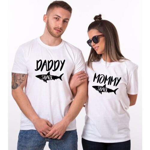Mommy Shark Daddy Shark T-shirt Funny Pregnancy Announcement Tshirt Unisex Couples Matching Tee Shirt Top Valentines Day Gift