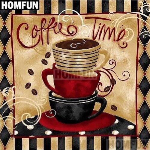 HOMFUN Full Square/Round 5D DIY Diamond Embroidery "Coffee cup" Diamond Painting Cross Stitch Rhinestone 5D Decor A01956