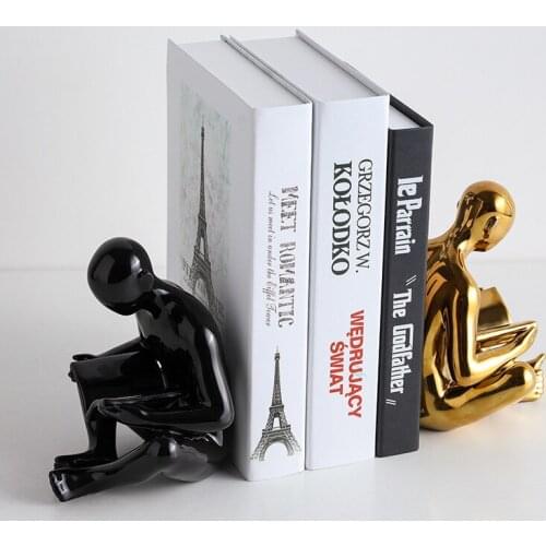 Nordic Ins Style Creative Modern Simple Golden Character Reading Book Office Study Desktop Home Bookend Decoration Home Decor