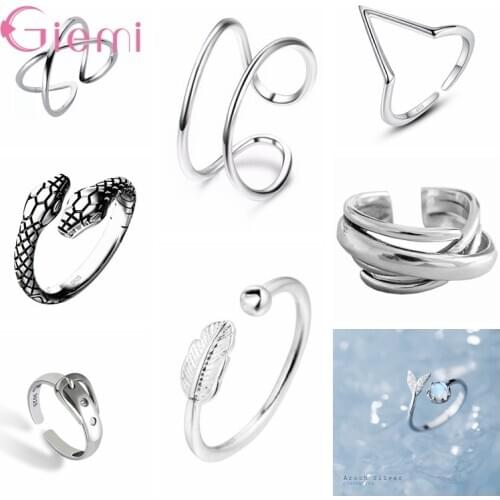 Retro 925 Sterling Silver Rings For Women Bohemian Adjustable Geometric Irregular Rings Exaggerated Novelty Jewelry