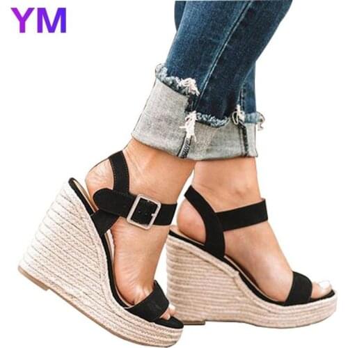 Hot 2021 Summer Beach Sandals Rome Ladies Sandals Buckle Platform Cutouts Wedges Women Sandals Shoes Sandal Platform