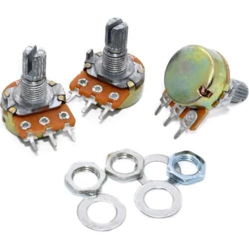 WH148 Linear Potentiometer 15mm Shaft 3pin With Nuts And Washers ,Rotary switch B1K B2K B5K B10K B20K B50K B100K B250K B500K B1M