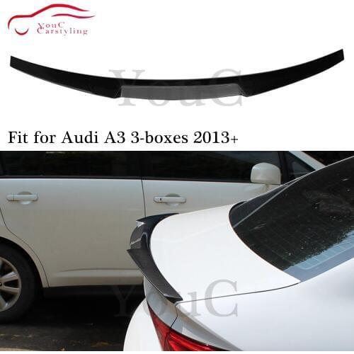 M4 Style carbon fiber rear spoiler wing for Audi A3 8V saloon coupe 3-boxes 2013 - present Trunk Boot Tail Lip Splitter Spoiler