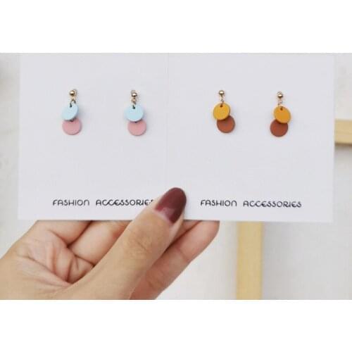 Cute Korean Acrylic Geometric Round Earrings New Creative Exaggerated Fashion Simple Earrings Female Jewelry Gift
