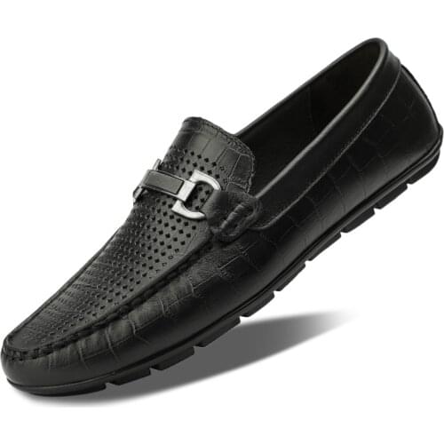 Men Shoes Casual Genuine Leather Mens Loafers Moccasins Handmade Slip on Breathable Boat Shoes Fashion Summer Flats Size 37-46