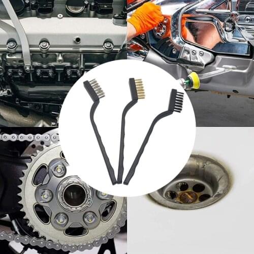 Mini Stainless Steel Rust Brush Brass Cleaning Polishing Detail Metal Brush Wire Toothbrush Cleaning Tool Family Kit