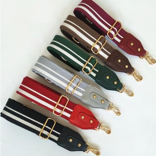 New Fashion Wide Bag Strap Canvas Cotton Fabric Shoulder Strap Belt Chromatic Stripe Bag Accessories Adjustable O Bag Handles