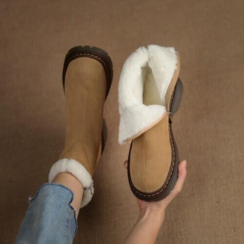 New Arrival Winter Women Snow Boots Martin Boots Genuine Leather Cowhide Warm Snow Fur One Women Shoes