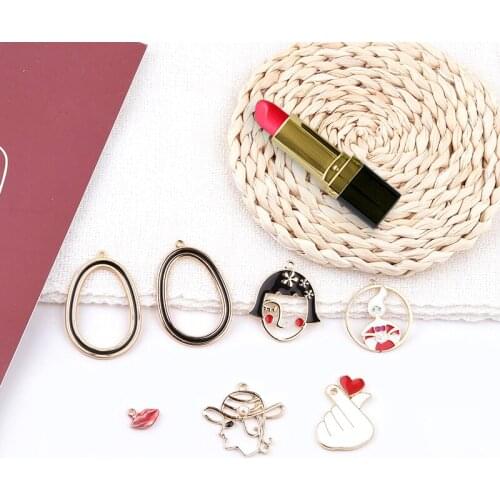 New style 30pcs/lot alloy drop oil cartoon girls/ovals/hearts women shape metal floating locket charms diy jewelry pendant