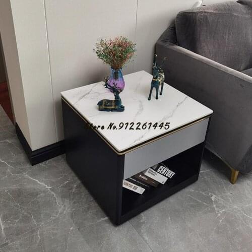 Pengcheng Home Light Luxury Rock Board Edge Table Simple Modern Small Tea Table Marble Sofa Edge Cabinet Nordic Corner Table