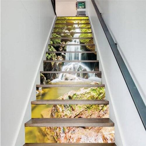 PVC wallpaper waterfall beauty simple 13 pieces of DIY stair stickers, step stickers wall stickers