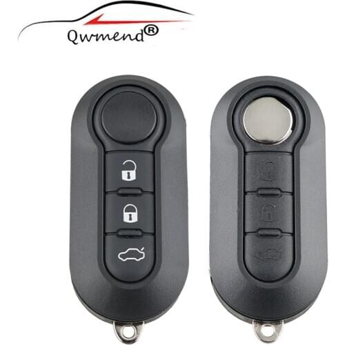 QWMEND Flip Folding Smart Car Key Shell for FIAT 500 Panda Punto Bravo Ducato Stil Car Remote Key Fob Case Cover 3 Button
