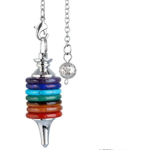 SUNYIK 7 Chakra Stacked Layered Stone Pendulum Healing Reiki Dowsing Divination Spiritual Balancing