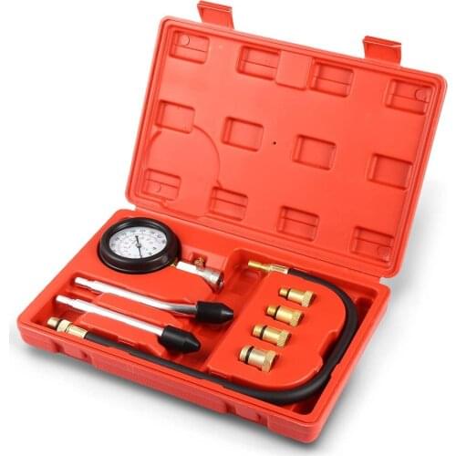 Gasoline Engine Compression Tester Auto Petrol Gas Engine Cylinder Automobile Pressure Gauge Tester with M10 M12 M14 M18 Adapter