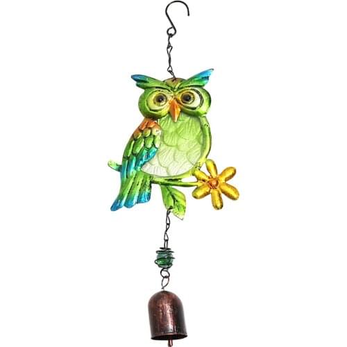 Owl Wind Chimes Outdoor Crafts Metal Glass Painted Bell Hanging Pendants Ornaments Furniture Animal Birds Wind Chime