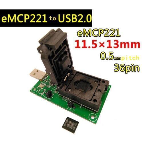 Recovery of read data from eMCP221 flip shrapnel to USB2.0 test seat BGA221 burner