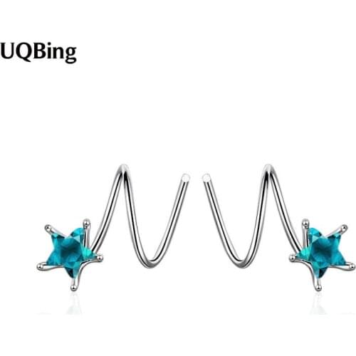 925 Sterling Silver Zircon Double Layer Spring Star Stud Earrings Women Fasion Jewellery Accessories