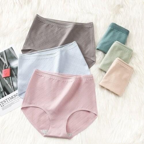 High waist women briefs abdomenbuttocks soft breathable cotton underwear seamless lace panties