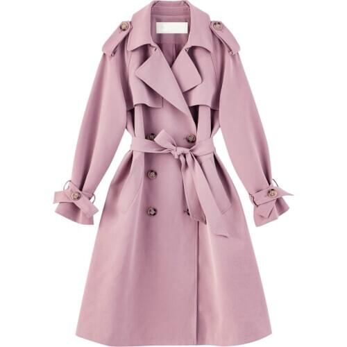 2020 New Turn Down Collar Loose Style Long Trench Femme Women Oversized Coat Casaco Abrigo Streetwear