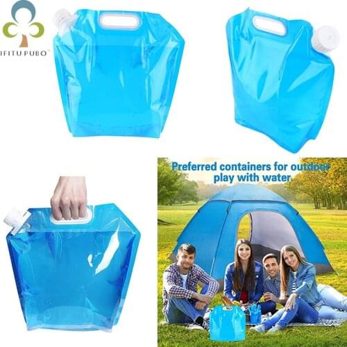 1Pcs 10L Blue Large-capacity Portable Water Bag Outdoor Climbing Water Storage Bag Camping Folding Water Bag Nozzle Bag WYW