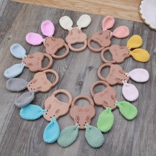 1PC Baby Teether Beech Wooden Rattle Toys Chew Play Gym Montessori Stroller Toy Q1FE