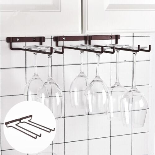 1Pc Creative Wall-mounted Kitchen Dual Row Wine Glass Holder Bar Goblet Cup Hanging Storage Rack