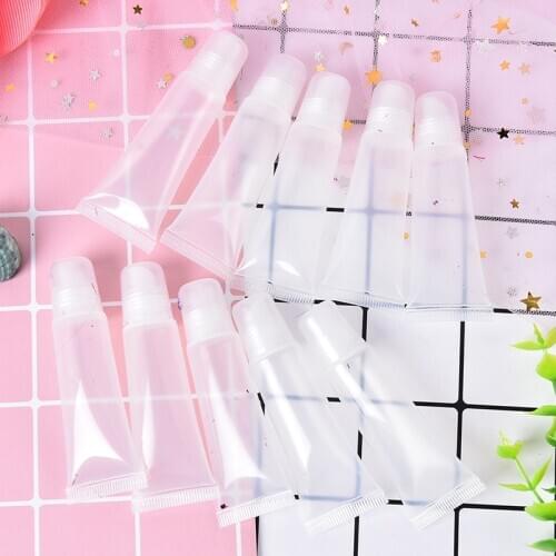 10pcs 5ml refillable empty cosmetic tube lip gloss balm clear cosmetic container