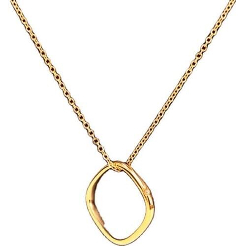 18 k Gold Plated Square Diamond Pendant Necklace Hot Sell Fashion 316 Titanium Stainless Steel Jewelry Woman Accessory Washable