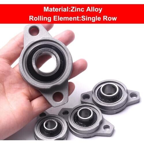 2 PCS KFL002 15mm Diameter Single Row Pillow Block Bearing Aluminium Alloy Flange Block Ball Bearing