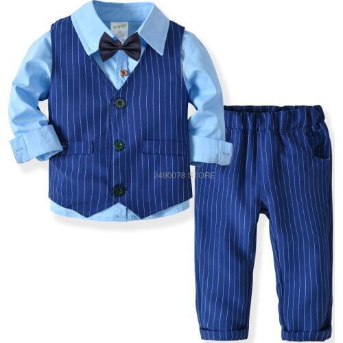 2019 Autumn Newborn Baby Boys Clothing Set Infant Boys shirt+vest +pants 3PCS Outfits Kids Birthday Party Sets Sports Tracksuit