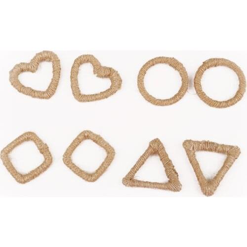 4pcs/lot Square/Heart/Round/Triangle Shape Khaki 33-44mm Connector Pendant For DIY Necklace Earring Jewelry Making