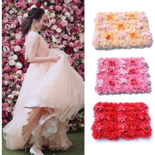 40X60cm/pcs Upscale Artificial Silk Rose Hydrangea Flower Wall For Wedding Backdrop Centerpieces Decoration Props Free Shipping