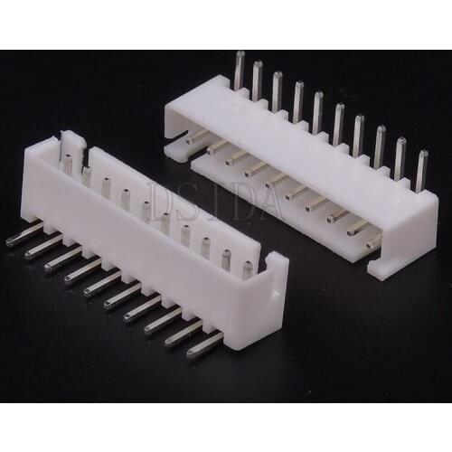 50PCS XH2.54 Pitch 10 Pin 10P 2.54MM Connector 90 degrees Bend Curved Needle Seat Socket 10Pin Plastic Shell With Needle