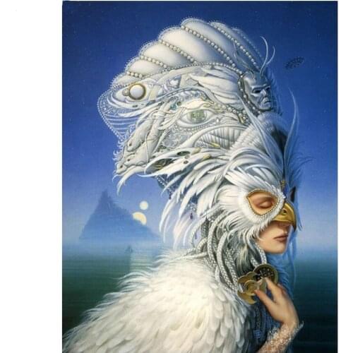 5d Square round diamond Embroidery eagle mask woman,diamond painting Cross Stitch fantasy elf Mosaic diamond,gift L989