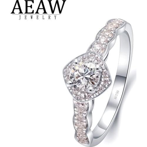 AEAW Fashion Jewelry Engagement Rings Moissanite 18k White Gold 0.4Ct 4.5mm DF Color For Women