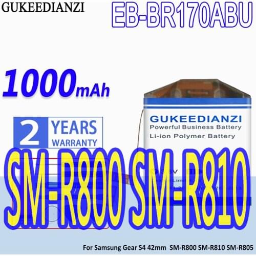 High Capacity GUKEEDIANZI Battery EB-BR170ABU 1000mAh For Samsung Gear S4 42mm SM-R800 SM-R810 SM-R805