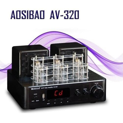 AOSIBAO AV320 Vacuum Tube Amplifier Home Bluetooth Coaxial Optical Input Stereo Lossless Decoding USB Preamplifier AMP
