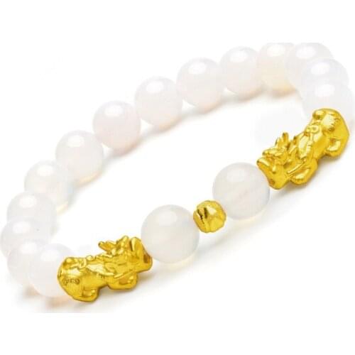 Natural Stone Agate Bracelet Fashion Paixiu Lucky Buddha 5 Colors Gold-plated Non-Fade Jewelry Wild Animal Jewelry Bracelet