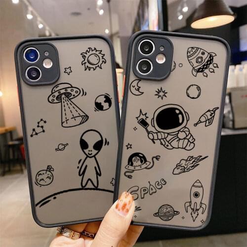 Space Astronaut Alien Painting Phone Case For iPhone 12 11 Pro X XS Max XR 7 8 6 6S Plus SE 2020 Camera Lens Protection Cover