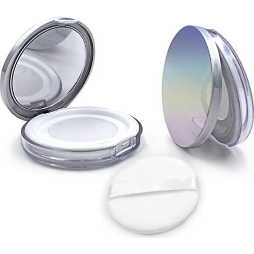 Travel Makeup Container Cosmetic Sifter Portable Plastic Powder Box Empty Loose Powder Pot With Mirror Loose Jar
