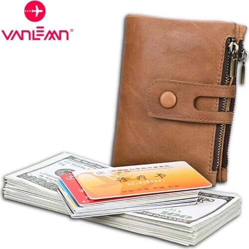 Rfid Card Wallet Men Vintage Wallets Luxury Brand Mens Card Holde Wallet Leather Genuine With Coin Pocket Male Small Money Bag